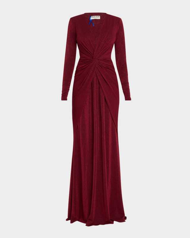 Deep V-Neck Shimmer Twist Gown